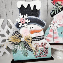 Load image into Gallery viewer, Winter Snowmen Shelf Sitters SVG | Snowman laser cut file | Shelf Sitter Snowman SVG | Hello Winter SVG | Baby it's Cold Winter svg