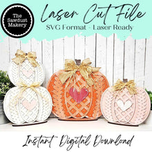 Load image into Gallery viewer, Sweater Weather Fall Pumpkin Shelf Sitters SVG File | Laser Cut File | Stacked Pumpkins SVG | Fall Pumpkin laser Cut File