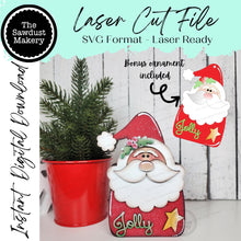 Load image into Gallery viewer, Jolly Santa Claus Shelf Sitter SVG File | Laser Cut File | Jolly Santa Christmas Ornament SVG | Ornament SVG | Santa Claus Laser Svg