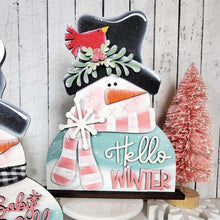 Load image into Gallery viewer, Winter Snowmen Shelf Sitters SVG | Snowman laser cut file | Shelf Sitter Snowman SVG | Hello Winter SVG | Baby it's Cold Winter svg