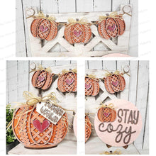 Load image into Gallery viewer, Sweater Weather Pumpkin Decor Set Tiered Tray Display SVG File | Laser Cut File | Pumpkin | Sweater Pumpkins | Fall SVG | Stay Cozy
