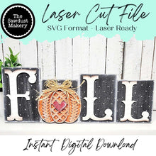 Load image into Gallery viewer, Fall Sweater Pumpkin Word Block SVG | Word Block SVG | SVG File | Laser Cut File | Glowforge | Mantle Decor svg | Pumpkin svg