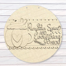 Load image into Gallery viewer, Pumpkin Spice Latte Door Hanger | Laser Cut File | Fall Door Hanger SVG | Pumpkin Spice SVG | Round door hanger | Fall sign | Autumn Decor
