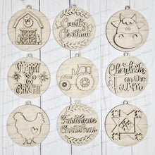 Load image into Gallery viewer, Farmhouse Christmas Ornament Bundle SVG File | Laser Cut File | Christmas Ornaments | Ornament SVG | Country Christmas | Farm Ornaments svg