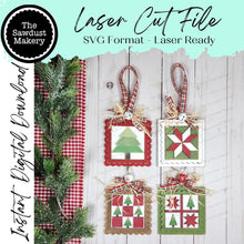 Load image into Gallery viewer, Christmas Quilt Block Ornament Bundle SVG File | Laser Cut File | Christmas Ornaments | Ornament SVG | Quilt Christmas Ornaments SVG