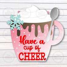 Load image into Gallery viewer, Hot Cocoa Cup Door Hanger SVG File | Laser Cut File | Christmas SVG File | Door Hanger SVG | Cup of Cheer svg file
