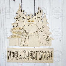 Load image into Gallery viewer, Add-on for Interchangeable Window Box | Moose Christmas Window Box Insert SVG | Laser Cut File | Window Box Shelf Sitter