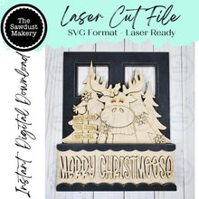 Load image into Gallery viewer, Add-on for Interchangeable Window Box | Moose Christmas Window Box Insert SVG | Laser Cut File | Window Box Shelf Sitter