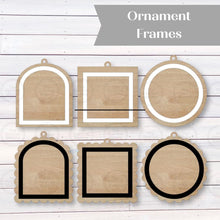 Load image into Gallery viewer, Simple Ornament Frame SVG File | Mini Ornament Frames| Scallop Arched Frame Laser Cut File | Blank Ornament Frames