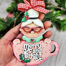 Load image into Gallery viewer, Mrs. Claus Tea Cup Christmas Ornament SVG File | Laser Cut File | Christmas Ornament SVG | Ornament SVG | Personalized