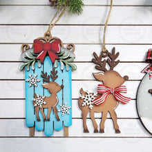 Load image into Gallery viewer, Reindeer Christmas Ornament Bundle SVG File | Laser Cut File | Christmas Ornament SVG | Ornament Bundle SVG | Reindeer Ornament Svg
