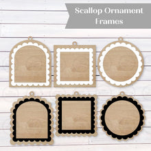 Load image into Gallery viewer, Scallop Ornament Frame SVG File | Mini Ornament Frames| Scallop Arched Frame Laser Cut File | Blank Ornament Frames