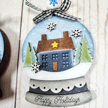 Load image into Gallery viewer, Happy Holiday Home Lighted Snow Globe Ornament SVG File | Laser Cut File | Fairy Light Ornament svg | Ornament SVG | Prim Home svg