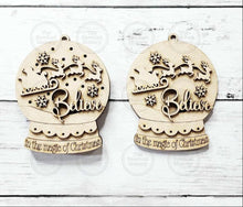 Load image into Gallery viewer, Believe Santa Lighted Snow Globe Ornament SVG File | Laser Cut File | Fairy Light Ornament svg | Ornament SVG | Santa Claus svg