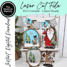 Load image into Gallery viewer, Christmas Eve Decor Set Tiered Tray Display SVG File | Laser Cut File | Santa SVG | Reindeer SVG | Christmas Eve svg | Santa