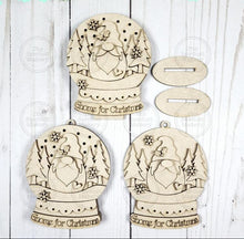 Load image into Gallery viewer, Gnome for Christmas Lighted Snow Globe Ornament SVG File | Laser Cut File | Fairy Light Ornament svg | Ornament SVG | Gnome svg