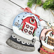 Load image into Gallery viewer, Farmhouse Barn Lighted Snow Globe Ornament SVG File | Laser Cut File | Fairy Light Ornament svg | Ornament SVG | Winter svg
