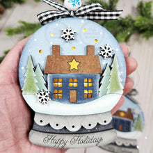 Load image into Gallery viewer, Happy Holiday Home Lighted Snow Globe Ornament SVG File | Laser Cut File | Fairy Light Ornament svg | Ornament SVG | Prim Home svg