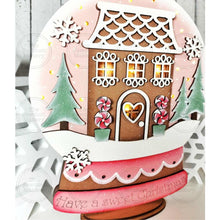 Load image into Gallery viewer, Gingerbread Kisses House Snow Globe Light up Shelf Sitter Standing Sign File SVG | Christmas Laser Cut File | Christmas | Gingerbread SVG