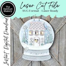 Load image into Gallery viewer, Gingerbread Kisses Snow Globe Light up Door Hanger Sign File SVG | Christmas Laser Cut File | Christmas Door Hanger | Gingerbread SVG