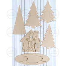 Load image into Gallery viewer, Winter Cabin Mantle Votive Shelf Sitters SVG File | Laser Cut File | Winter SVG | Christmas laser File | Votive Holder | Cozy Winter SVG