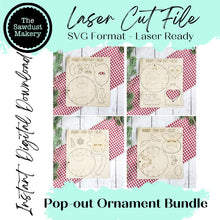 Load image into Gallery viewer, Christmas Cheer Pop-Out Christmas Ornament SVG File | Laser Cut File | Christmas Ornament SVG | DIY Ornament Bar svg