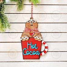 Load image into Gallery viewer, Gingerbread Hot Cocoa Cup Pop-Out Christmas Ornament SVG File | Laser Cut File | Christmas Ornament SVG | DIY Ornament Bar svg