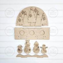 Load image into Gallery viewer, Winter Snowman Mantle Votive Shelf Sitters SVG File | Laser Cut File | Winter SVG | Christmas laser File | Votive Holder | Cozy Snowmen SVG