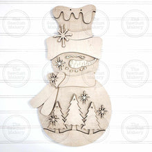 Load image into Gallery viewer, Snowman Tree Belly Door Hanger SVG | Snowman laser cut file Let it Snow | Glowforge | Snowman Door Hanger | Let it Snow SVG