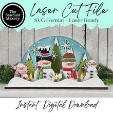 Load image into Gallery viewer, Winter Snowman Mantle Votive Shelf Sitters SVG File | Laser Cut File | Winter SVG | Christmas laser File | Votive Holder | Cozy Snowmen SVG