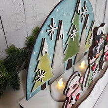 Load image into Gallery viewer, Winter Snowman Mantle Votive Shelf Sitters SVG File | Laser Cut File | Winter SVG | Christmas laser File | Votive Holder | Cozy Snowmen SVG