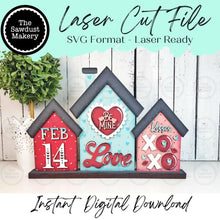 Load image into Gallery viewer, Valentine House Standing House Decor SVG File | Laser Cut File | Valentine SVG | Valentine Shelf Sitter Mantle Decor SVG | Love
