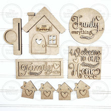 Load image into Gallery viewer, Family Home Decor Set SVG File | Laser Cut File | Home SVG Home Sweet Home Laser File | Farmhouse SVG | Home Votive Holder svg