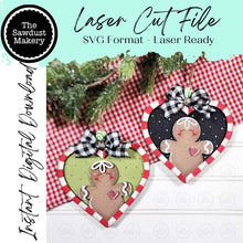 Load image into Gallery viewer, Gingerbread Candy Cane Heart Christmas Ornament SVG File | Laser Cut File | Christmas Ornament SVG | Ornament SVG | Gingerbread Ornament svg