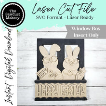 Load image into Gallery viewer, Add-on for Interchangeable Window Box | Bunny Couple Window Box Insert SVG | Laser Cut File | Window Box Shelf Sitter