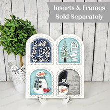 Load image into Gallery viewer, Mini Arch Quad Window Interchangeable Frame Sign Holder | Mini Arch Boho Frame | Scallop Arched Frame Laser Cut File