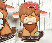 Load image into Gallery viewer, Highland Cow Shelf Sitter SVG | Laser Cut File | Farmhouse Cow Decor | Layered SVG Design | Country Farmhouse Decor