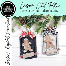 Load image into Gallery viewer, Gingerbread Personalized Cookie Sheet Ornament SVG File | Laser Cut File | Christmas Ornament SVG | Ornament SVG | Gingerbread Ornament svg