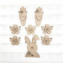 Load image into Gallery viewer, Prim Easter Bunny Carrot Banner SVG File | Laser Cut File | Easter Bunny Banner | Easter Mantle Decor | Farmhouse Rustic Prim Easter