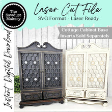 Load image into Gallery viewer, Cottage Cabinet Interchangeable Base SVG | Home Decor SVG | Laser Cut File | Interchangeable SVG | Interchangeable Shelf Sitter | Prim Decor