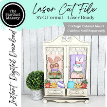 Load image into Gallery viewer, Add-on Bunny Couple Cottage Cabinet Insert SVG | Laser Cut File | Cottage Cabinet Shelf Sitter | Seasonal Insert | Interchangeable Decor