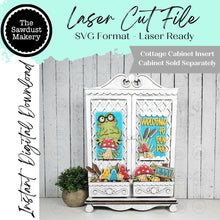 Load image into Gallery viewer, Add-on Frog Cottage Cabinet Insert SVG | Laser Cut File | Cottage Cabinet Shelf Sitter | Seasonal Insert | Interchangeable Decor
