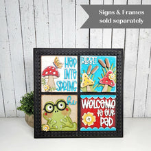 Load image into Gallery viewer, Frog Spring Sign Sign Bundle | Laser Cut File | 4.25" & 6" Interchangeable Signs | Frog Sign Inserts | Spring Sign Bundle