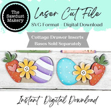 Load image into Gallery viewer, Easter Cottage Drawer Insert SVG | Laser Cut File | Cottage Drawer Shelf Sitter | Seasonal Insert | Interchangeable Decor