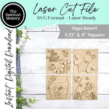 Load image into Gallery viewer, Honey Bee Kind Sign Laser Cut Files | Bee Interchangeable Leaning Sign Bundle File SVG | Bee Tiered Tray SVG | Farmhouse Frame
