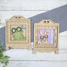 Load image into Gallery viewer, Cottage Cabinet Sign Frame Bundle SVG | Home Decor SVG | Laser Cut File | 4.25" x 4.25" Sign Frame Holder | Interchangeable Shelf Sitter