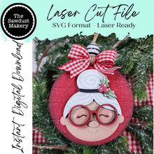 Load image into Gallery viewer, Mrs. Claus Christmas Ornament SVG File | Laser Cut File | Christmas Ornament SVG | Ornament SVG | Mrs. Claus Laser Svg