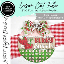 Load image into Gallery viewer, Berry Sweet Strawberry Door Hanger SVG File | Laser Cut File | Strawberry SVG File | Strawberry Door Hanger | Strawberry Welcome Sign