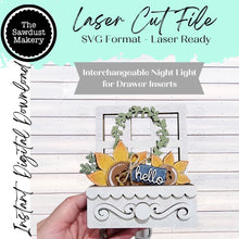 Load image into Gallery viewer, Cottage Cabinet Interchangeable Night Light Drawer SVG | Home Decor SVG | Laser Cut File | Interchangeable Drawer | Interchangeable Flex