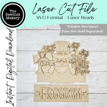 Load image into Gallery viewer, Add-on for Interchangeable Window Box | Freedom 4th of July Window Box Insert SVG | Laser Cut File | Window Box Shelf Sitter